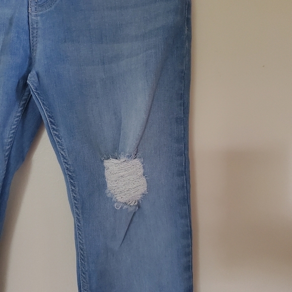 Free People - Shark Bite Raw-Hem Ripped Crop Skinny Jeans in Blue Size 28 - Picture 6 of 12